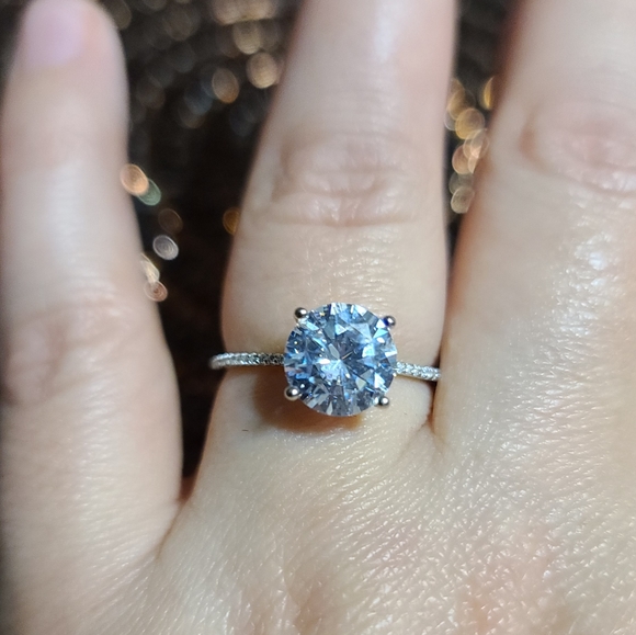 3ct Zircon Diamond Sterling Silver Zircon Pave Statement Piece Engagement - Picture 2 of 16